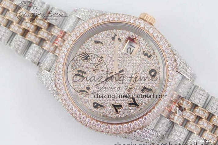 1225 Affordable Datejust 41 SS RG Full Diamonds TWF 1:1 Best Edition Arabic Markers Dial on Jubilee Bracelet A 2385